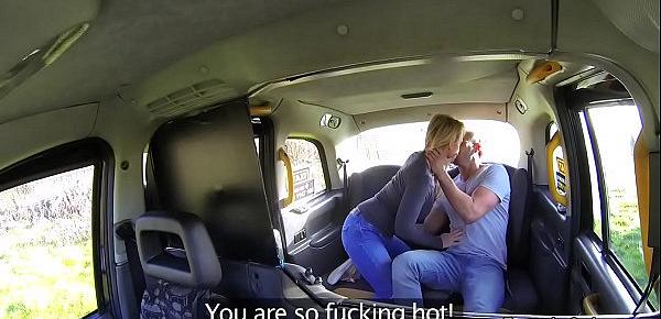  Blonde female taxi driver rides big dick
